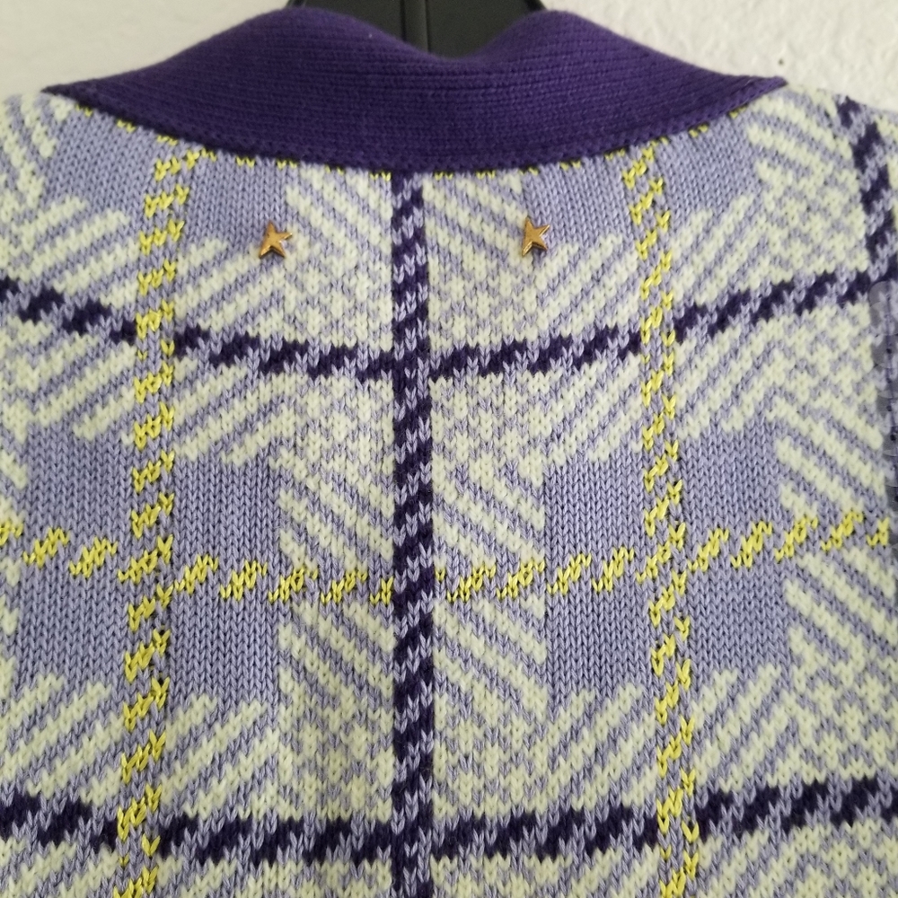 Golden Goose Sequin Embellished Plaid Wool Blend Cardigan Multicolor - Picture 6 of 13
